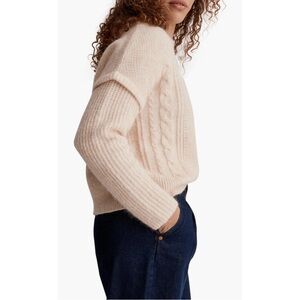 NWOT Madewell Hanever Cable Knit Alpaca Wool Pullover Crewneck Sweater Top S